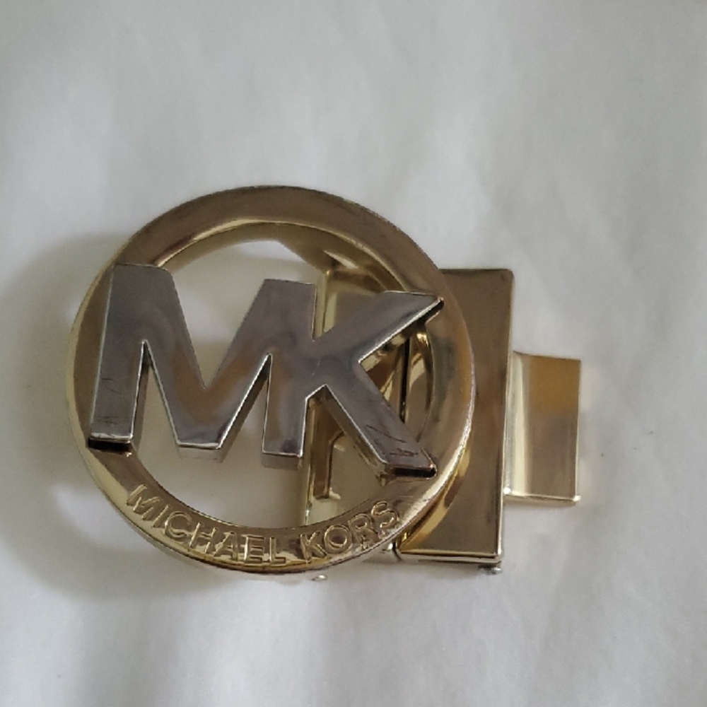 Michael Kors Gold and Silver Logo Belt Buckle